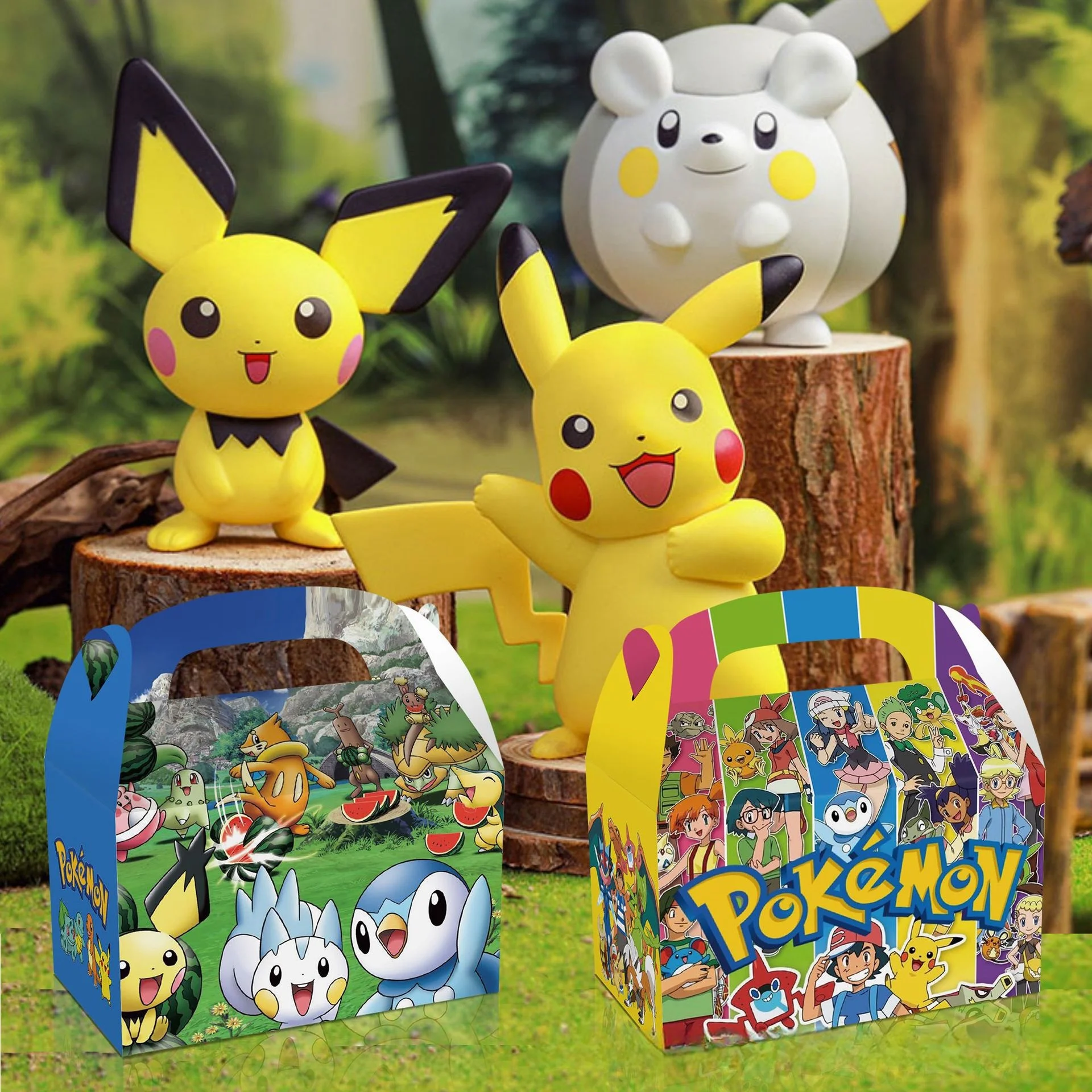 Pokemon Paper Gift Bag Festa de Aniversário Decoração Pokeball Handle Blind Box Pokemon Candy Box Pikachu Bag Baby Shower kids Favors Gift