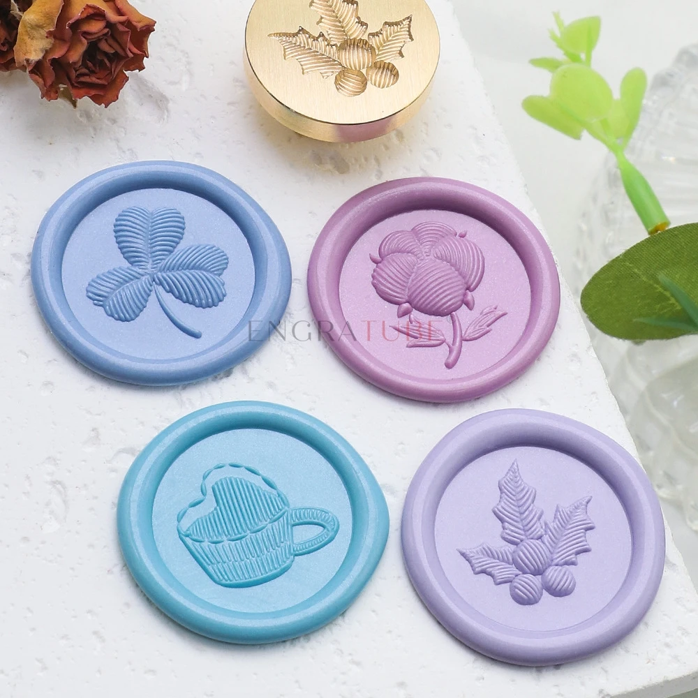 3D Embossed Wax Seal Stamp Knitted Embroidery Effect Brass Head With Handle For DIY Scrapbooking Crafts Invitation Letter Decor