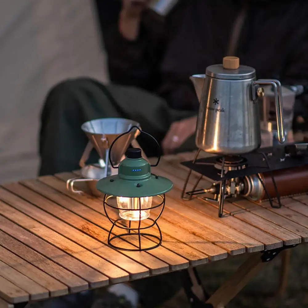 Retro Portable Camping Light USB Charging Outdoor Like Vintage Kerosene Lamp Garden Yard Atmosphere Lights Hanging Tent Lantern