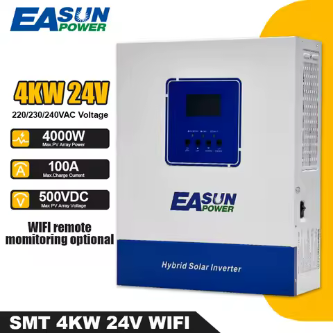 EASUN POWER hybrid solar off grid inverter 4KW 24V MPPT off grid pure sine wave 220V 230V 240V 120A with WiFi charger for home