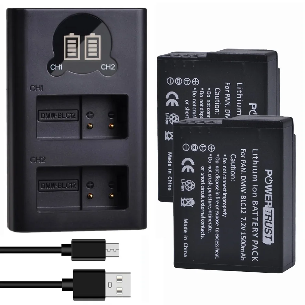 بطارية BLC12 / شاحن مزدوج سريع لباناسونيك DMW-BLC12، Leica BP-DC12، BP-DC12-U، 18729، Leica V-Lux 4، V-Lux (النوع 114)، Leica Q #1