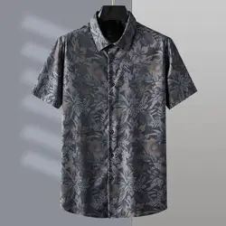 Men's Clothing 2023 New Summer Vintage Harajuku Printed Button Up Shirt Fashion Casual Loose Short Sleeve Tops Camisas De Hombre