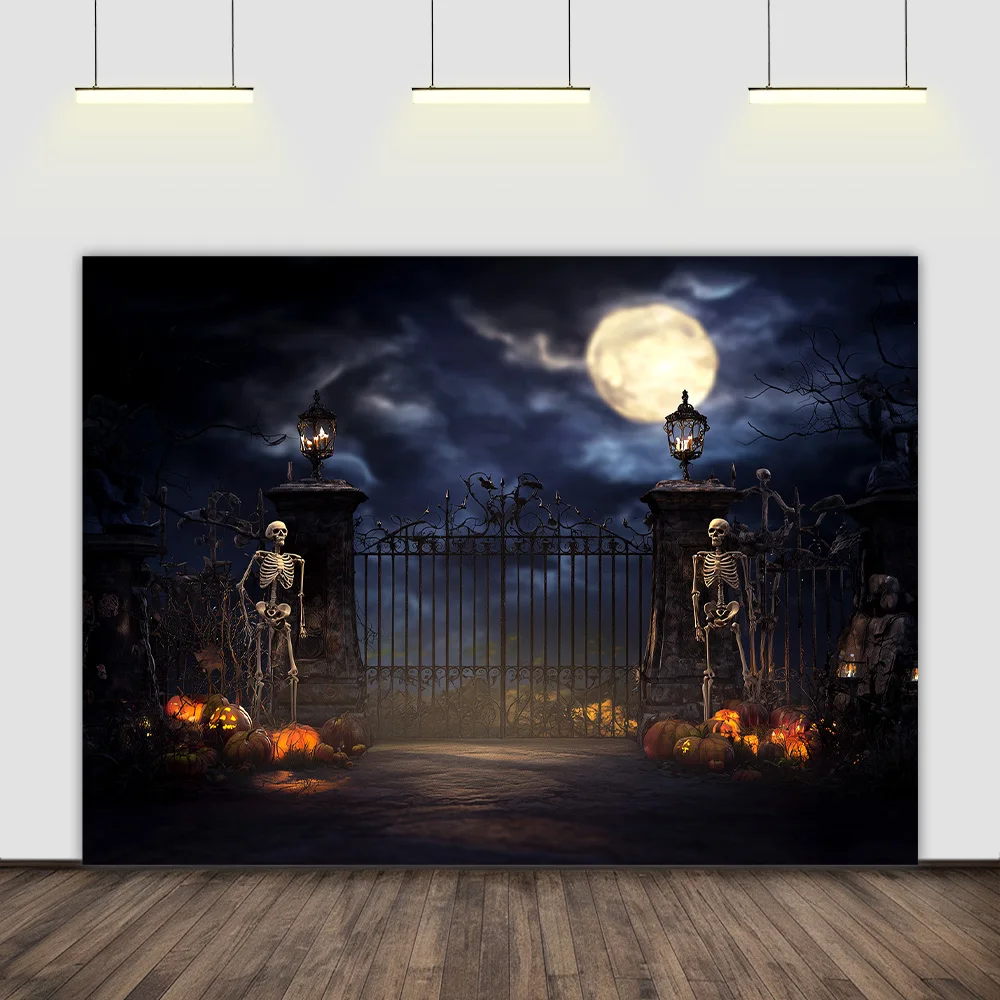 

Halloween theme background party darkness terror skeleton decoration festival gift photo photography backdrop