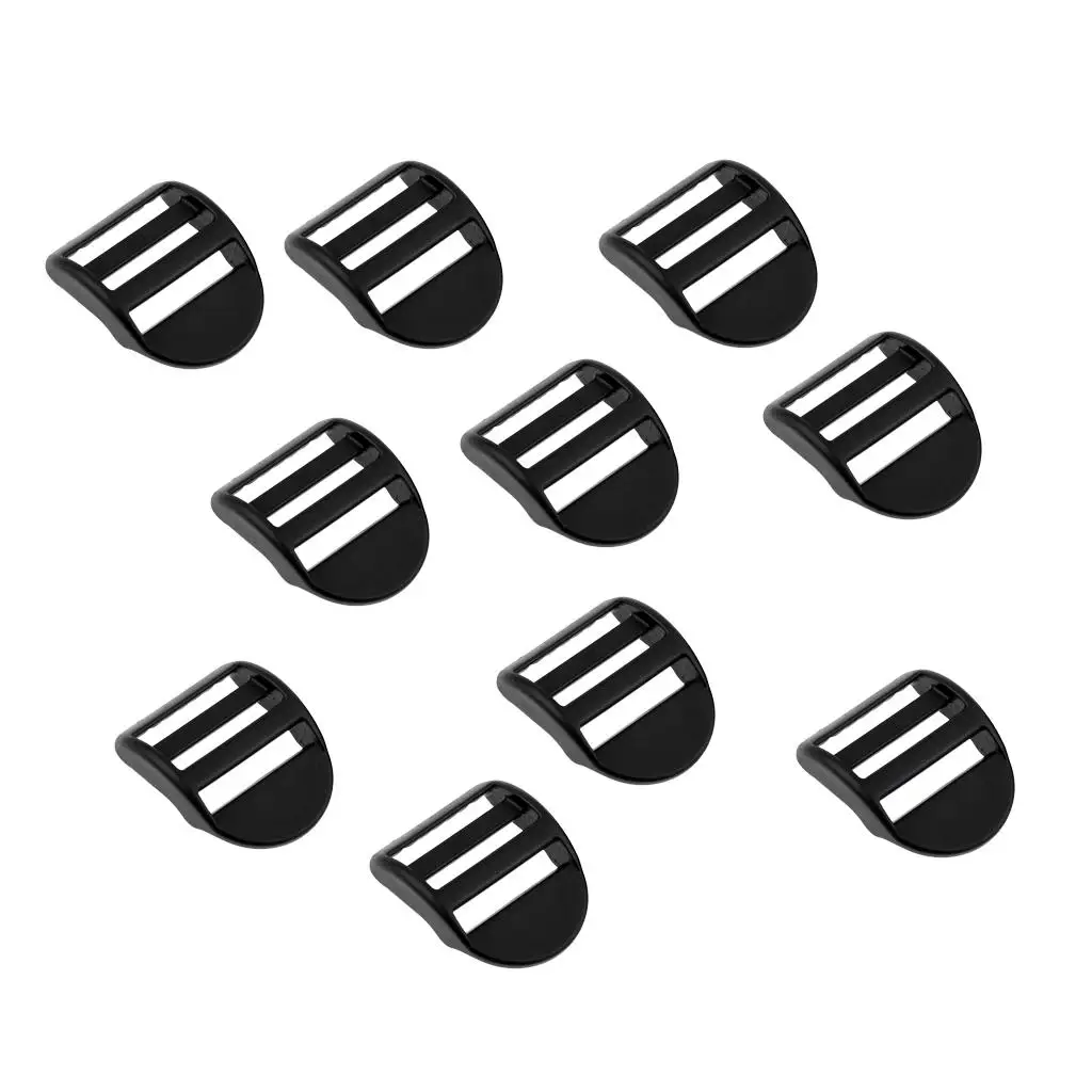 Set of 10pcs Black Durable Plastic Slide Buckles for 25mm/ 1 inch Outdoor Camping Backpack Webbing Strap