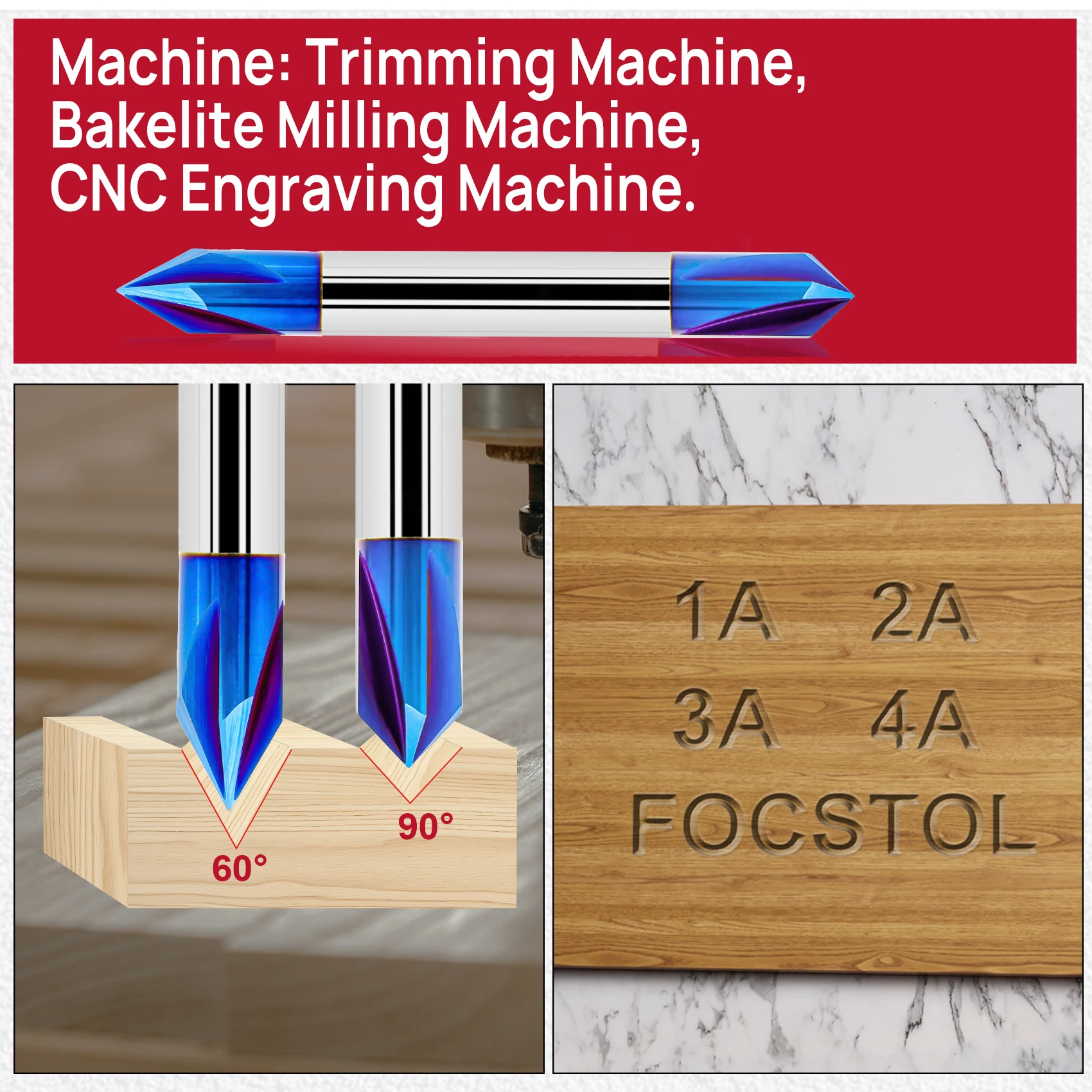 

FOCSTOL Double-Ended Wood V-Grooving Cutter 60°/90° 60° 90° Integral Alloy Slotting Tool for Plywood MDF - Woodworking Blade