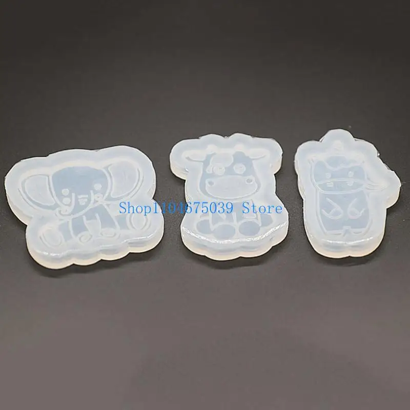 

5asd Animal Badge Reel Resin Mold Elephant Epoxy Resin Casting Molds for DIY Name Card Pendant Jewelry Silicone Keychain Mold