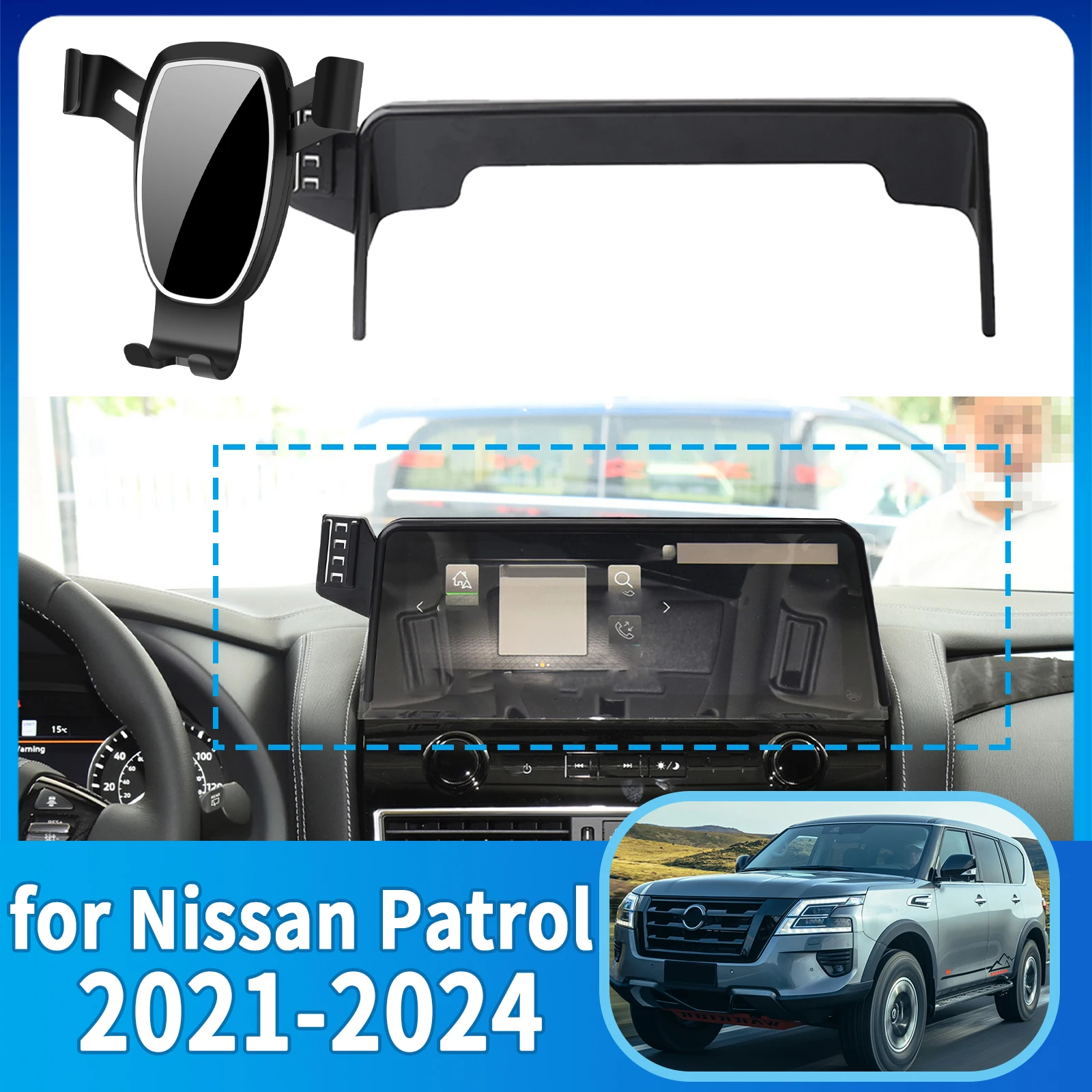

fit for Nissan Patrol Y62 2021 2022 2023 2024 Anti-Shake Screen Base Phone Holder Mount Stand ​​ Dedicated Car​​ accessoires
