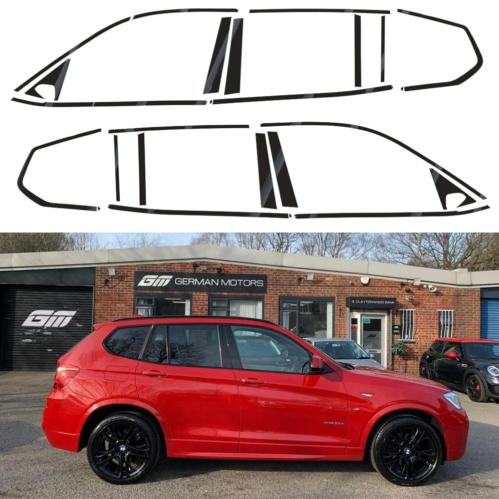 For BMW X3 F25 2011-2017 PVC Glossy Black Car Window Decorative Strip Stickers Car Exterior Protection Accessories