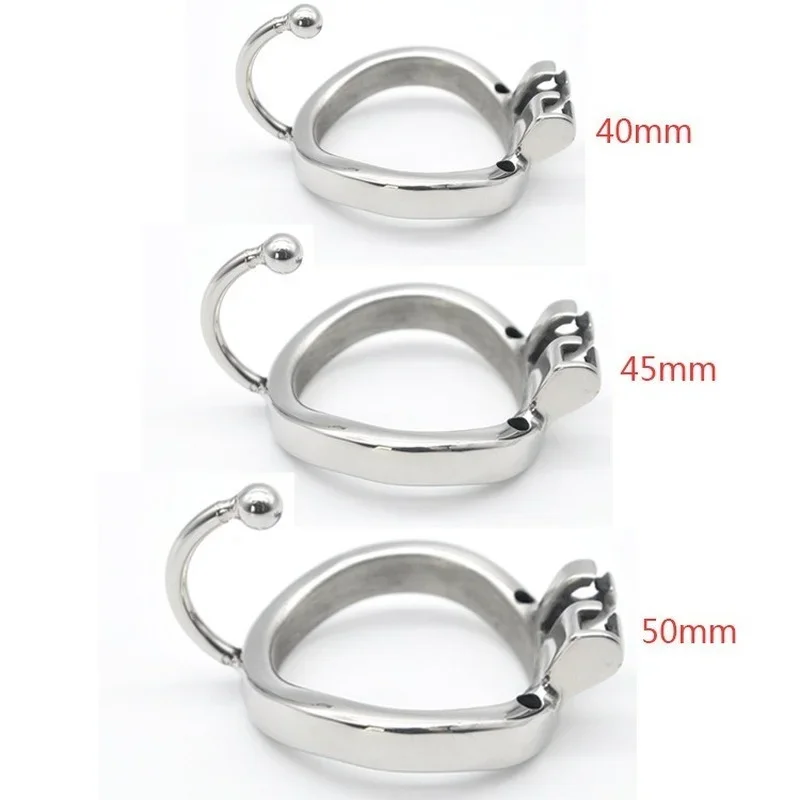 Male Stainless Steel Chastity Cage Device CBT Slave Gay Cage Ring Chastity Belt Metal Chastity Cage with Base Arc Ring Sexy Toys