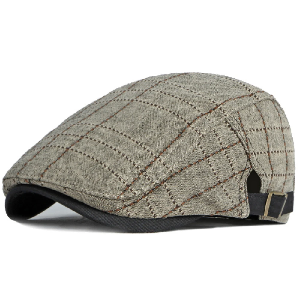 HT4614 Berets Spring Summer Sun Caps for Men Women Artist Painter Plaid Beret Hat Male Female Ivy Flat Cap Adjustable Beret Caps