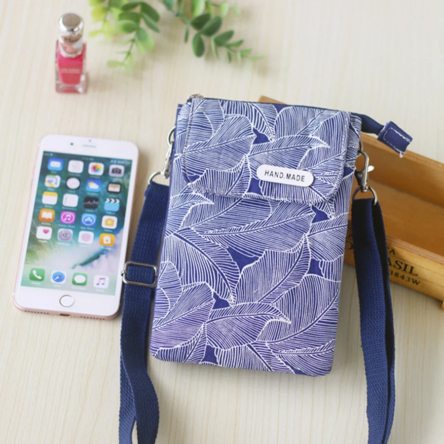 جميع أنحاء طباعة ريفي النسيج متعدد المقصورة محفظة نسائية للعملات المعدنية مفتاح المنظم Crossbody حقيبة الهاتف المرأة حقيبة كروسبودي حقيبة كتف #1