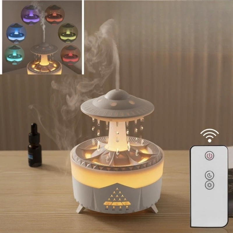 Colorful raindrop aromatherapy machine home bedroom night light office desktop silent remote control humidifier air purification