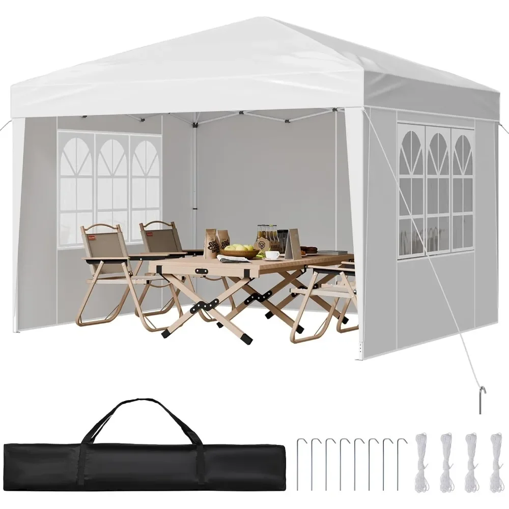 

Outdoor Event Enclosed Canopy Tent with Removable Walls and Windows, 10x10 Feet, White