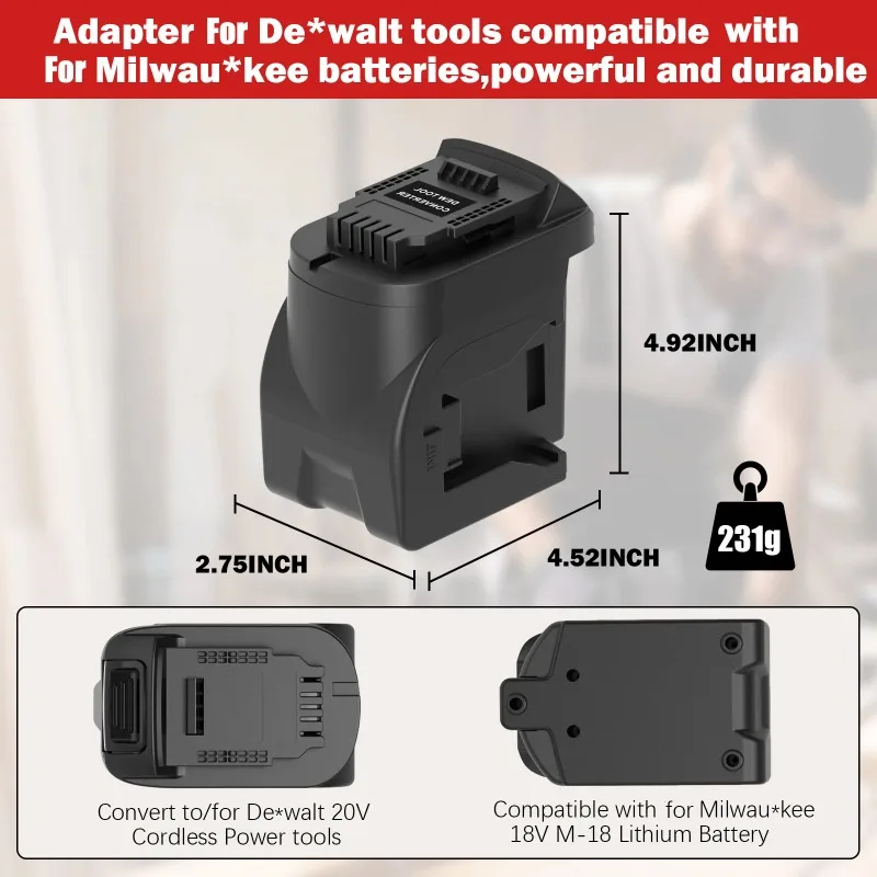 For Milwaukee 2 Packs 18V Batteries Converting To for Dewalt 20V Battery Power Tools Battery Adapter Converter MIL18DL 2 in 1