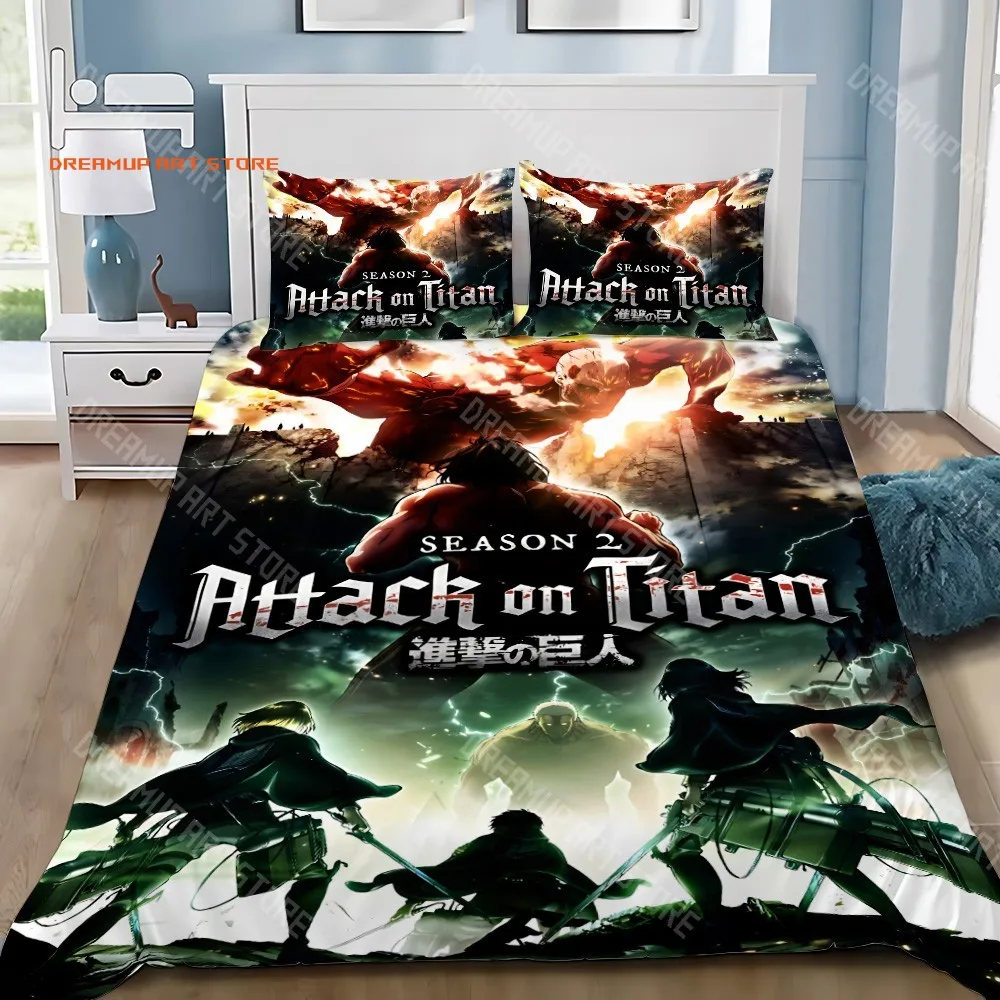2026 Cartoon Anime Attack On Titan Duvet Cover Pillowcase Bedding Set Adult Boy Girl Bedroom Decoration Children Single Double S