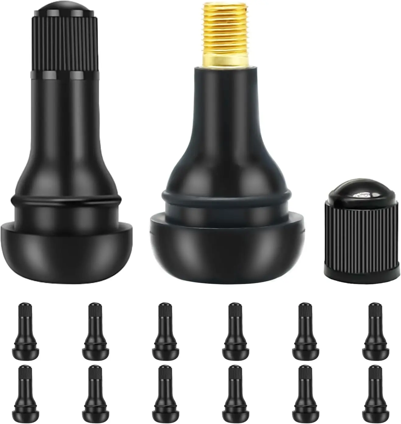 10 Válvulas de Neumático TR412/TR413/TR414/TR415 con Cubierta Antipolvo, Válvula de Neumático sin Cámara, de Goma Negra, Tipo Snap-on