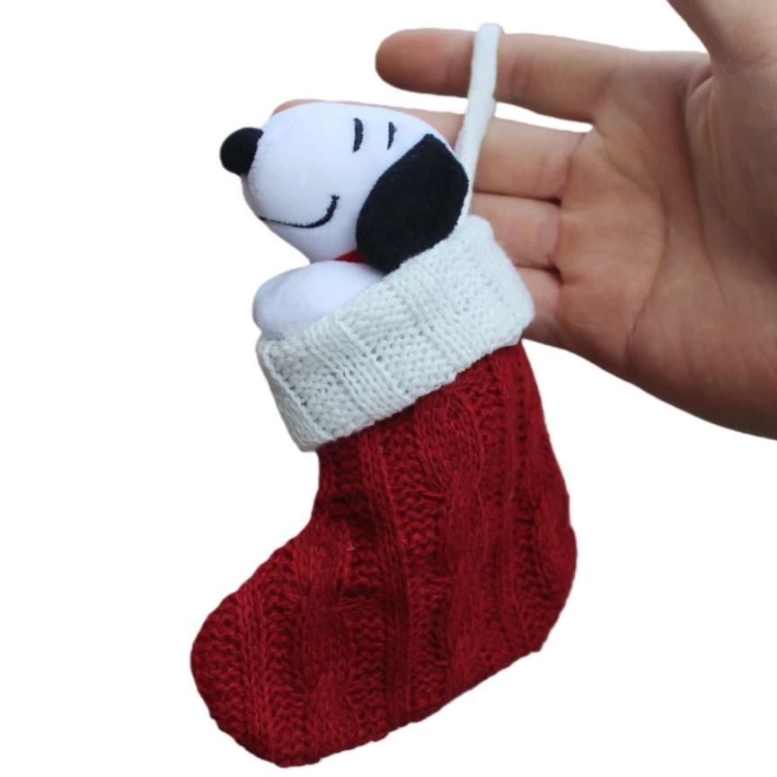 1/12piece 13CM Christmas stocking Snoopy Plush pendant toys snoopy hide in Christmas stocking Christmas  gift toys