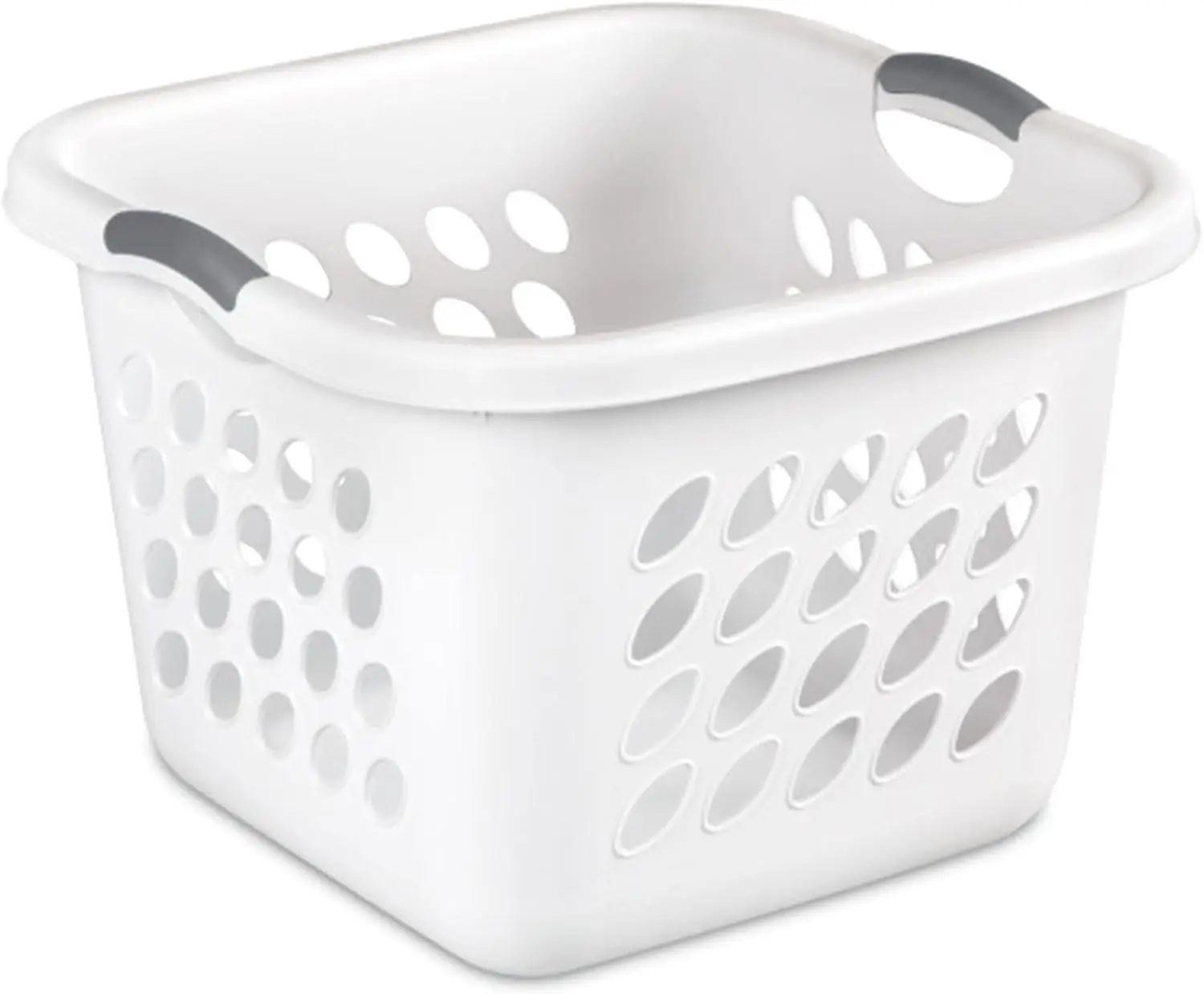 Bushel Ultra Square Laundry Basket, Plastic, Comfort Handles to Easily Carry Clothes to and from the Laundry Room, White, 12-Pac