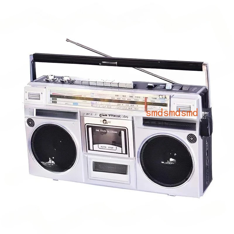 Gravador de rádio de alto-falante duplo estéreo retrô Conveniente unidade de fita Bluetooth USB cartão TF