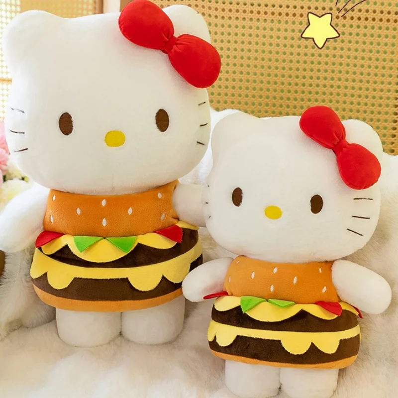 85cm Sanrio Cartoon Hamburger Hello Kitty Doll Plush Toy Girl Sleeping Hello Kitty Pillow Kawaii Birthday Gift Doll Toy