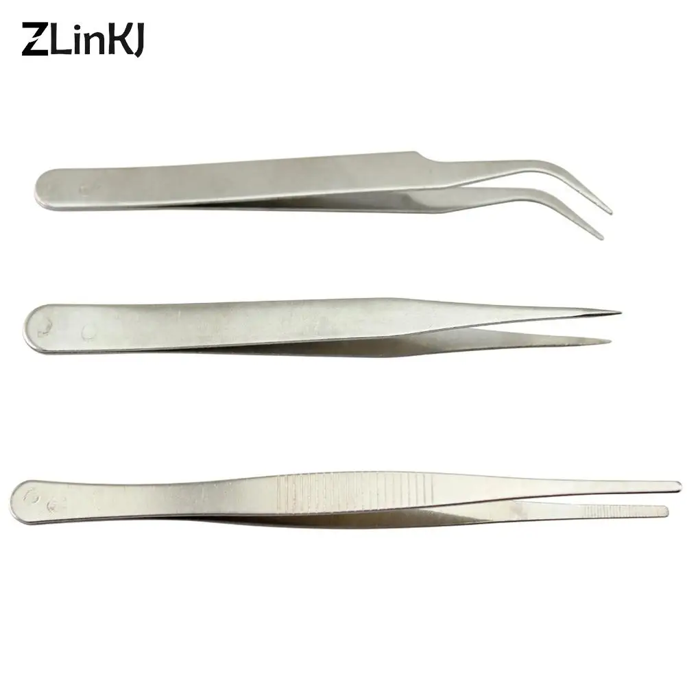 3 Pcs Rvs Vergadering Reparatie Precisie Set Tool Elektronische Pincet