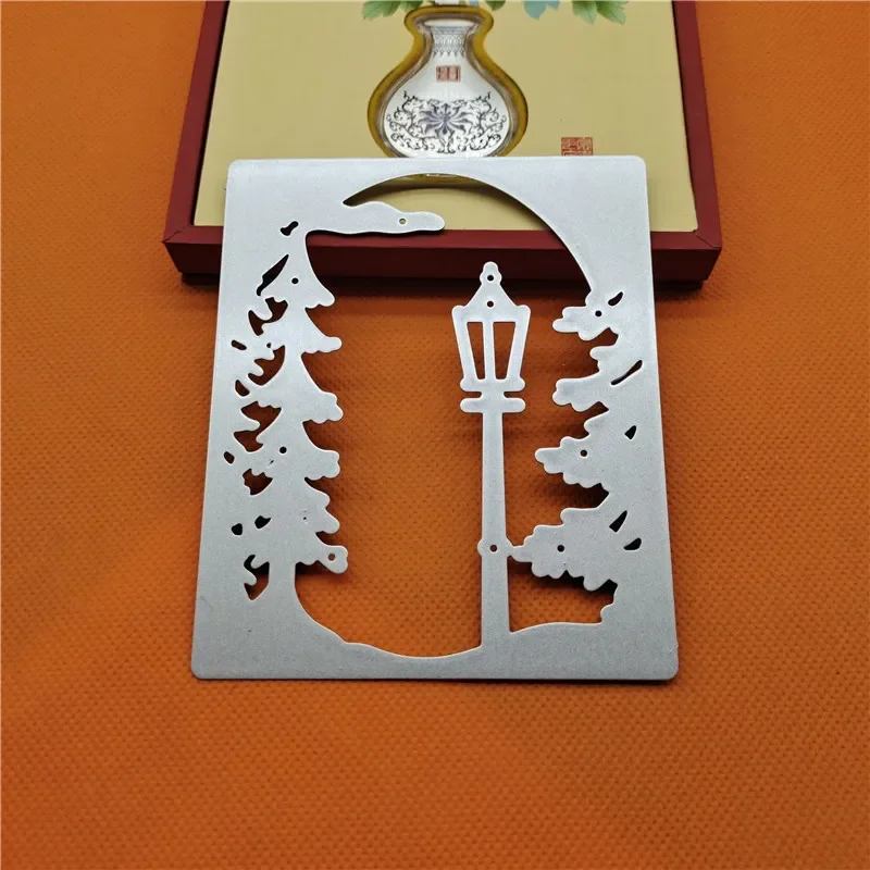 DIY Christmas Tree Cutting Dies Street Lamp Background Embossing Children\'s Intelligence Development Carbon Steel  Die