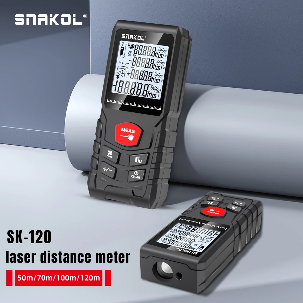 

Snakol Laser Tape Measure 50M/70M/100M/120M Laser Distance Meter Rangefinder Profesional Digital Range Finder Ruler Test Tools