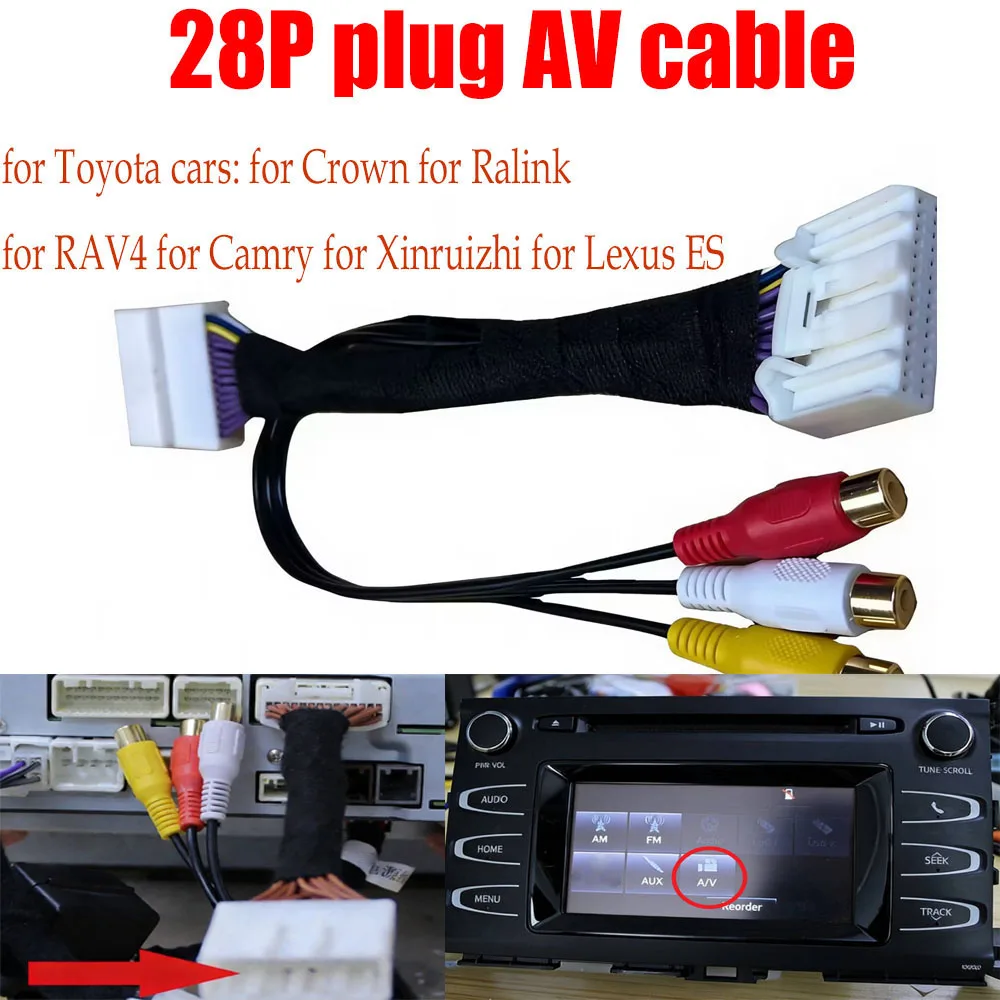 

for Toyota for Lexus 28P Plug AV Cable Shielded Handbrake Parking Release Driving Video Cable for RAV4 for Prado for Camry