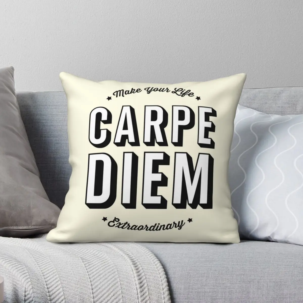 Carpe Diem Seize The Day Square Pillowcase Polyester Linen Velvet Creative Zip Decor Throw Pillow Case Home Cushion Cover