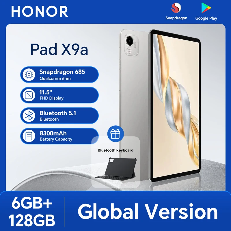 

Global Version HONOR Pad X9a 6GB+128GB 11.5'' 2.5K 120Hz LCD Screen 8300 mAh Battery 35W SuperCharge WiFi Android 15