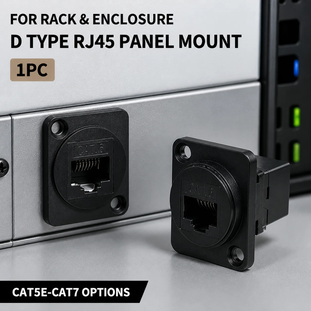 1PC D Type RJ45 Panel Mount Connector CAT5E CAT6 CAT6A CAT7 Ethernet Feedthrough Punchdown Socket for Rack Cabinet Wall Plate