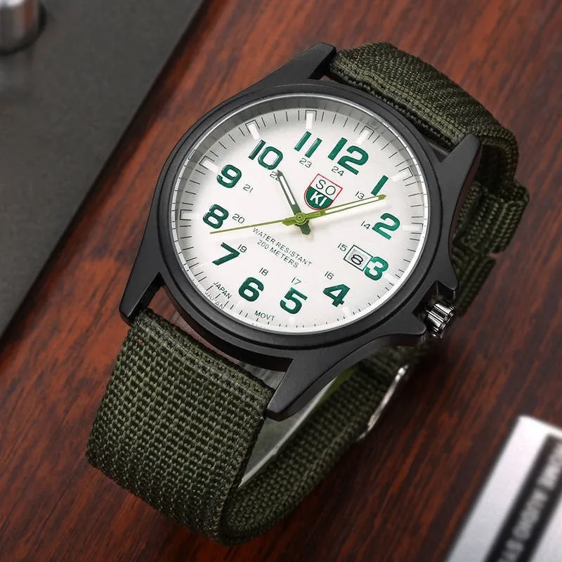 

Fashion Men Nylon Strap Quartz Watch Simple Round Glass Dial Calendar Watch for Daily Work Sports Clock Reloj Relogio Masculino