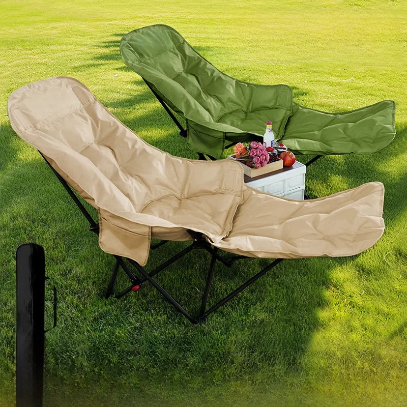 

Portable Outdoor Folding Moon Chair Extra Cotton Camping Beach Chair Four Adjustable Levels Picnic Leisure Furniture Stacking...