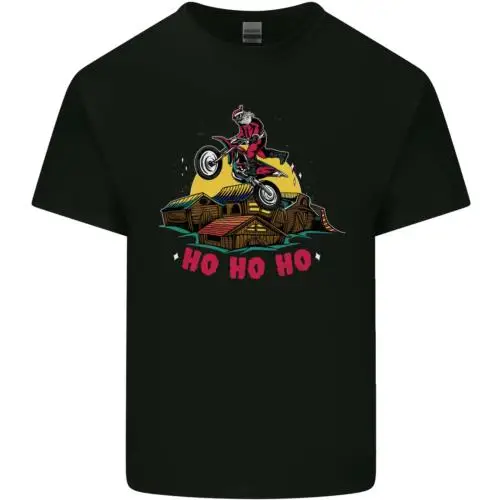 Weihnachten Weihnachtsmann Motocross Dirt Bike Herren Baumwolle T-Shirt