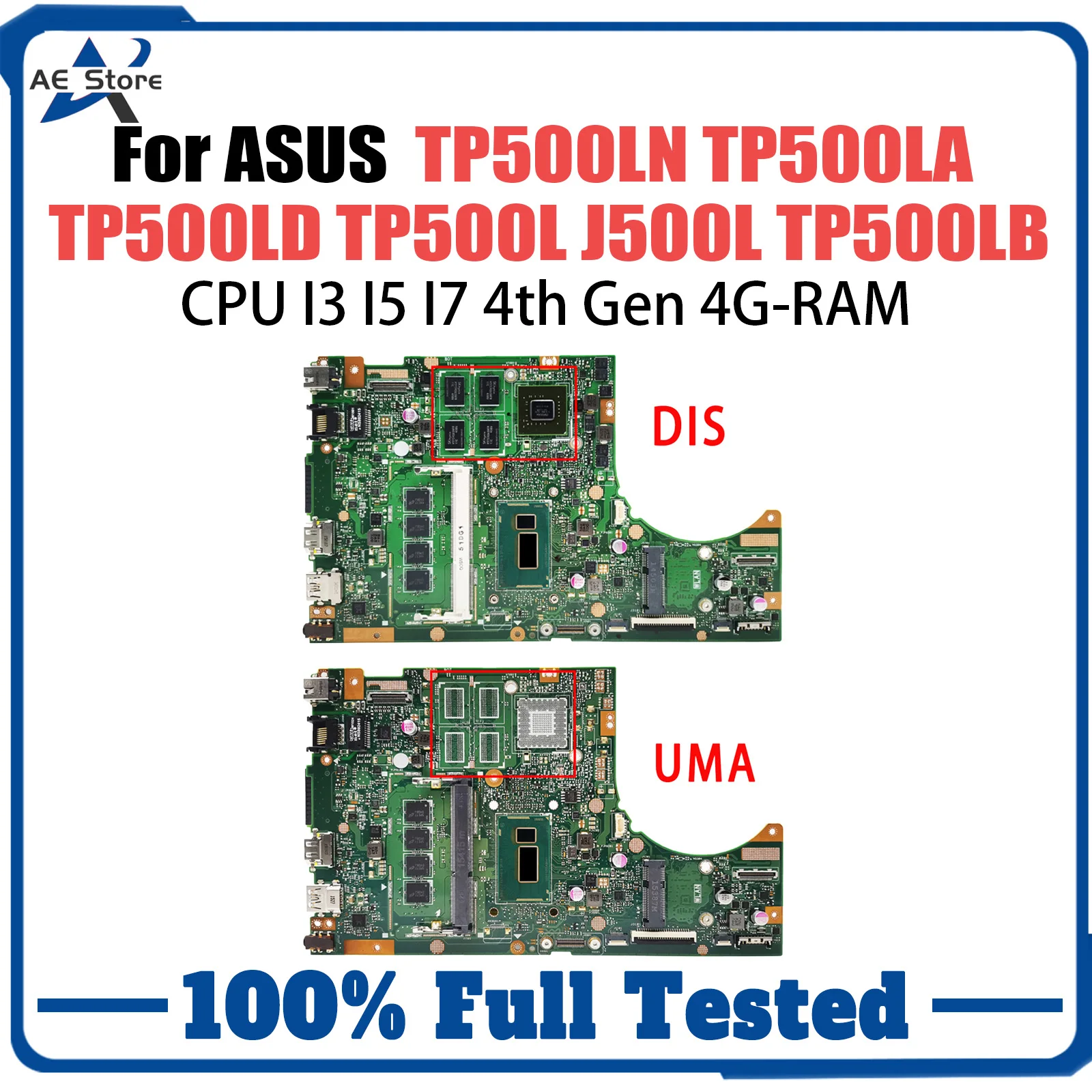 TP500LN Mainboard For ASUS TP500LA TP500LD TP500L J500L TP500LB Laptop Motherboard CPU I3 I5 I7 4th Gen 4G RAM GT840M