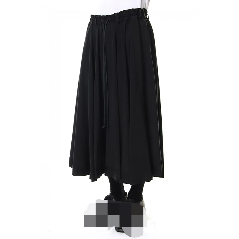 Men's Wide Leg Pant Skirt Spring And Autumn New Stylist Style Street Casual Super Loose Large Size Nine Points