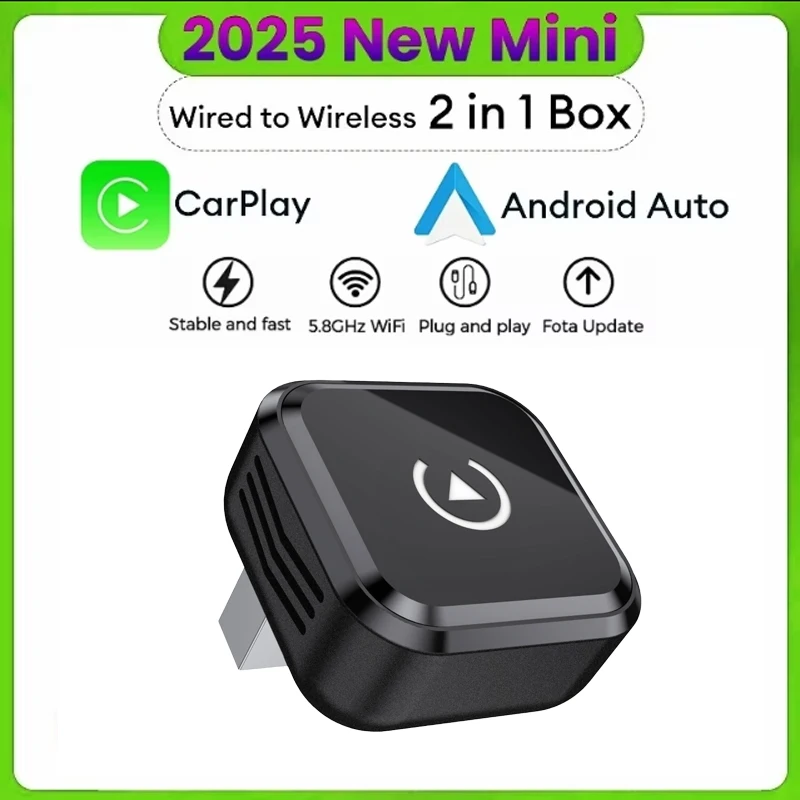 

Carplay AI Box Wireless Android Auto Smart Box 2 in1 Wired to Wireless Carplay Adapter USB Type-C Dongle in Universal car