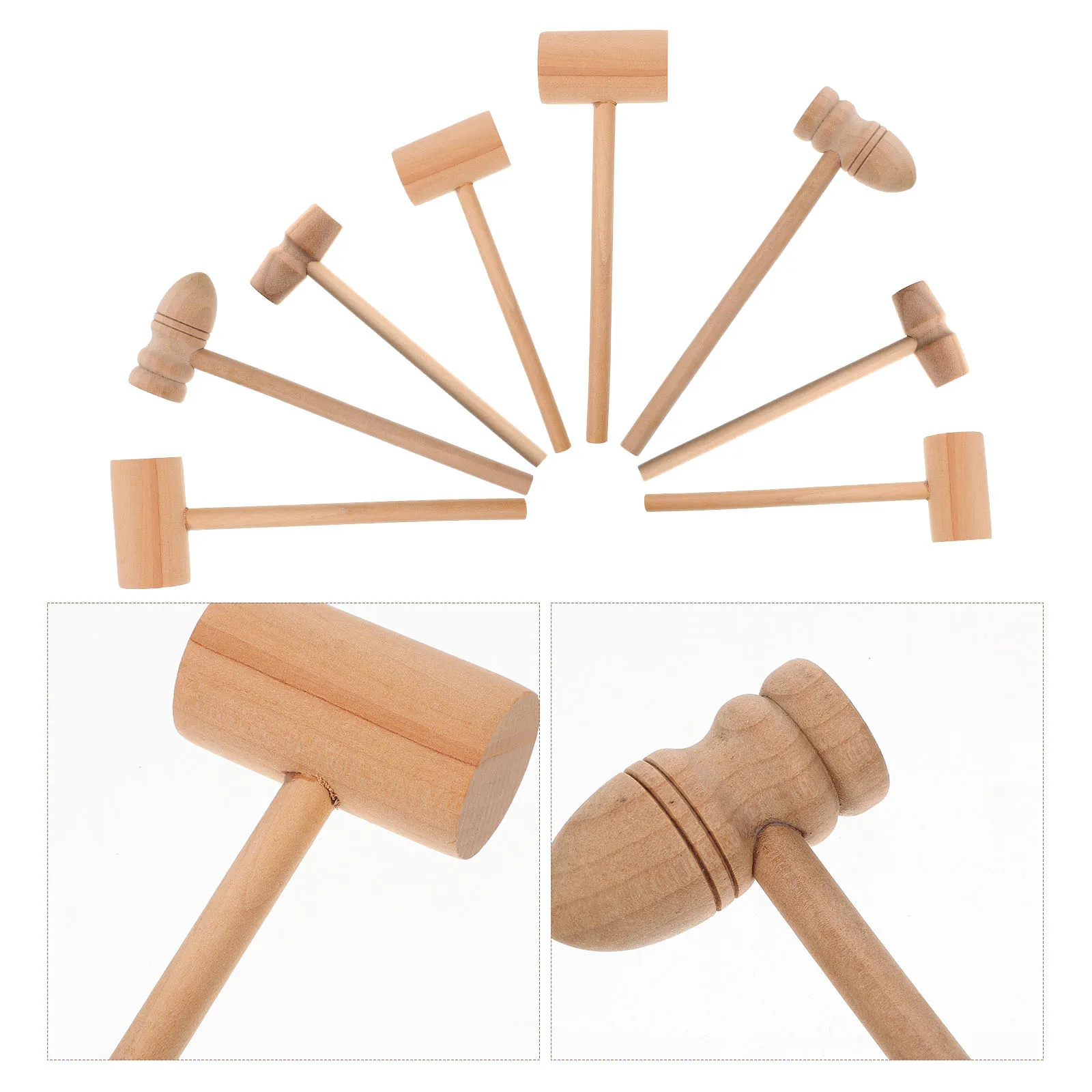 8 قطع من أداة مغرض اللحوم الخشبية الصغيرة لأسماك لحم البقر ولحم الخنزير، أداة مطرقة خشبية مريحة، لعبة مطرقة عيد الفصح للأطفال، مطرقة السلطعون