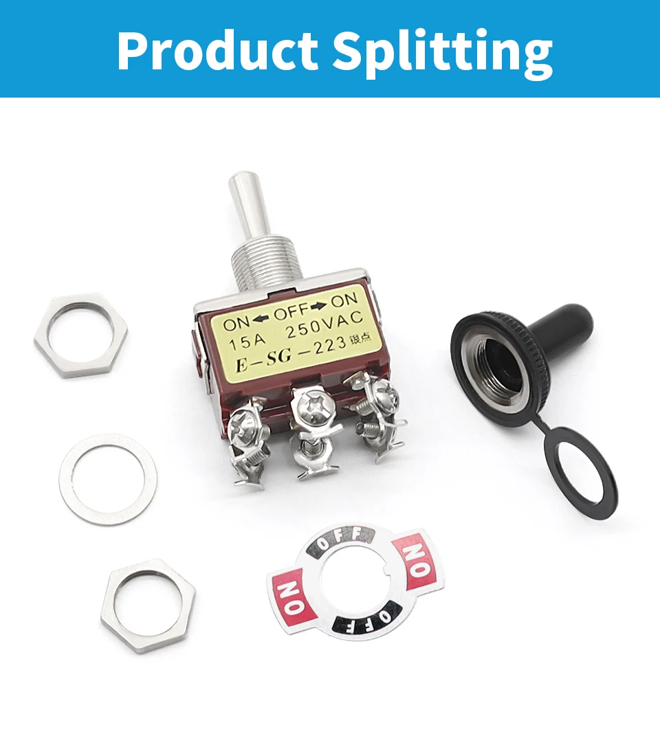 OMCH 1/5/10PCS 15A 250VAC Silber Kontakt Kippschalter E-SG Serie 2/3/4/6/8/9/12 Pin 2/3 Gang Selbst Reset/Selbstsperre – Detail 11