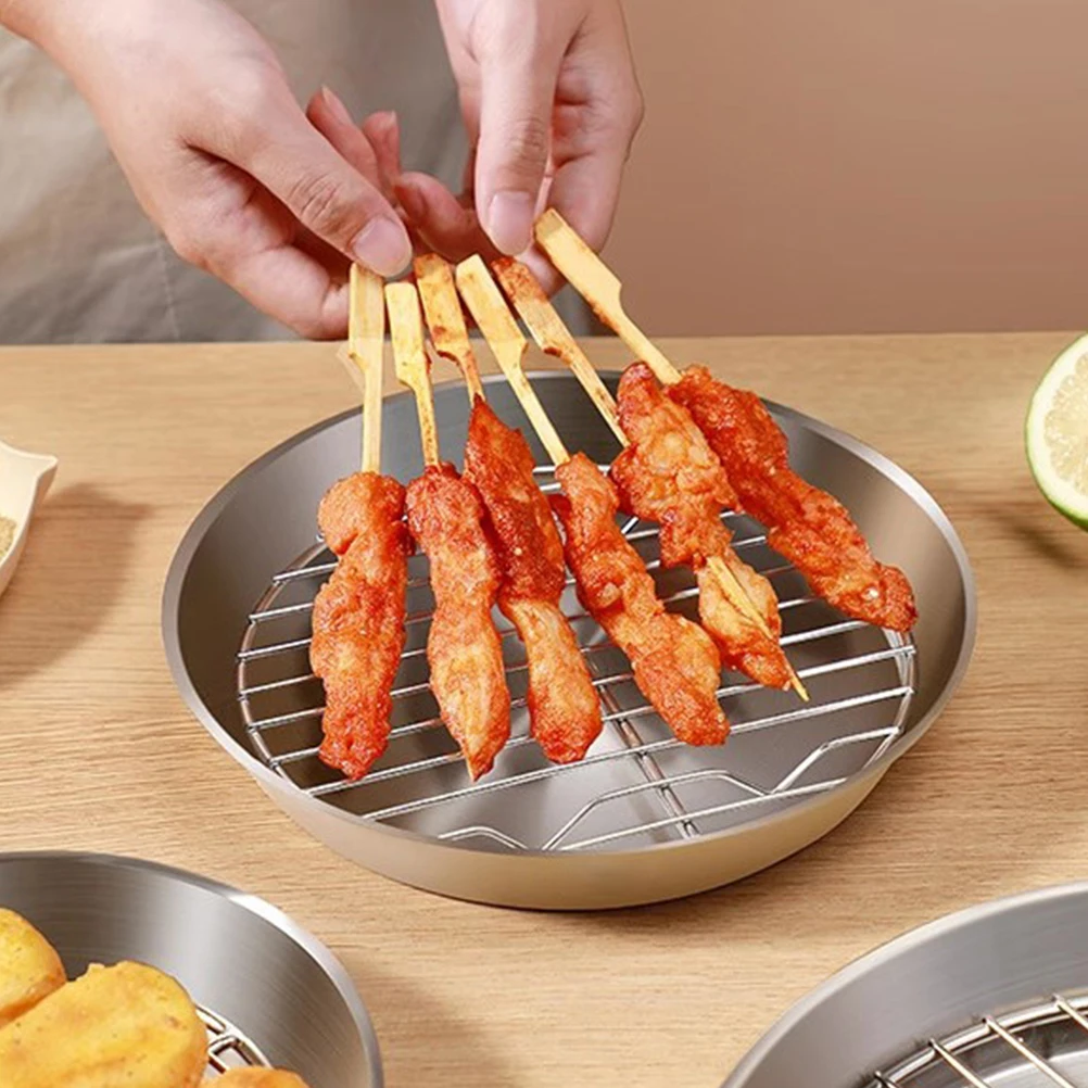 

Stainless Steel Roasting Pan 24cm Camping Grill Baking Tray BBQ Plate Stove Food Rack Oven 304 Durable Oil Draining