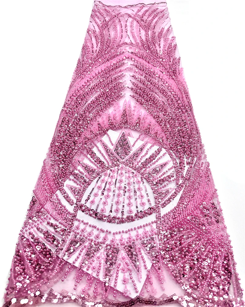 

Африканская кружевная ткань с бисером для жениха, 2026, высококачественная французская сетка с пайетками, нигерийская ткань для свадебных платьев, для шитья