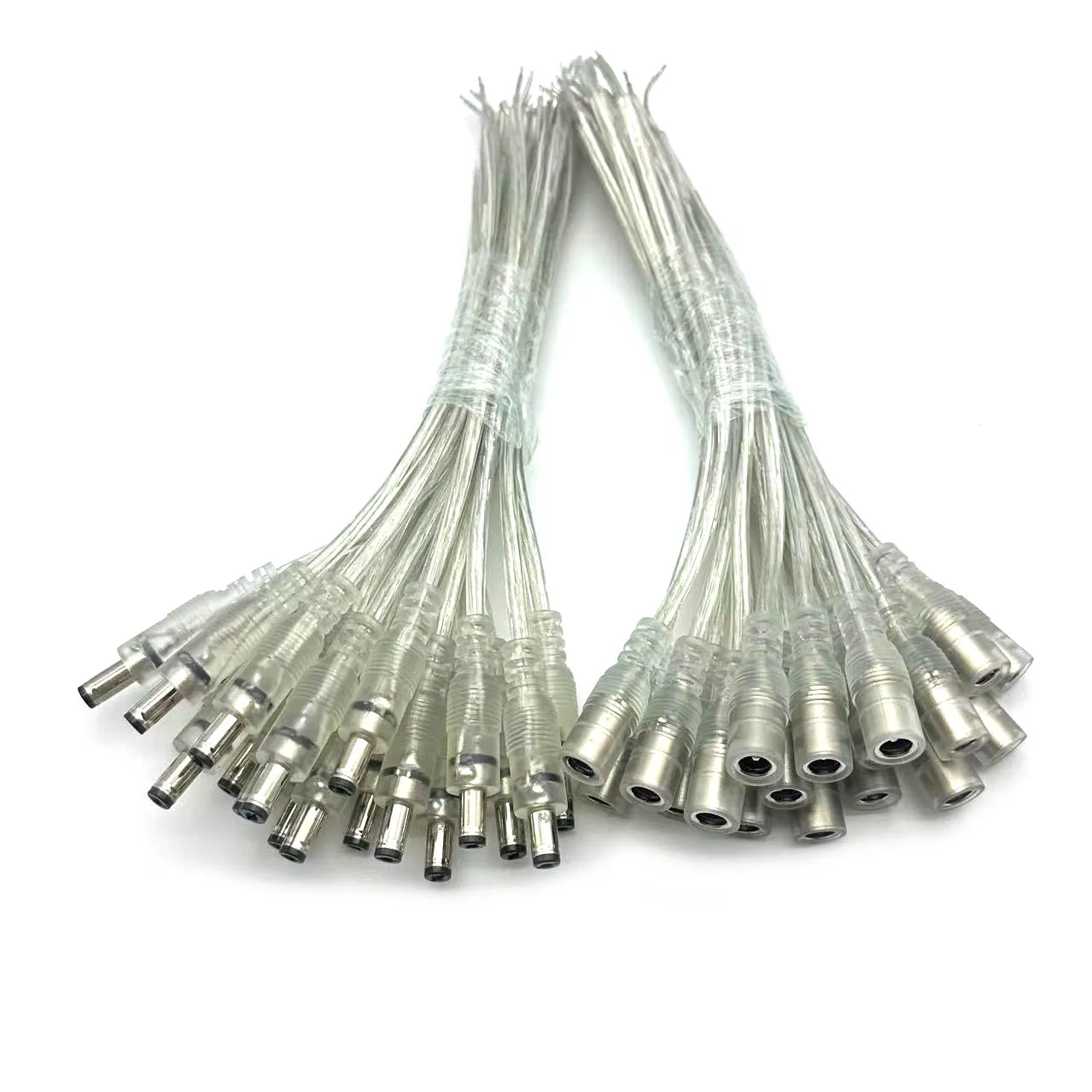 Transparent Female Male DC Power Adapter Pigtail Cable 5.5x2.1mm 12V Jack Connector Extension Cord For LED Strip Lights 0.2/1/2M