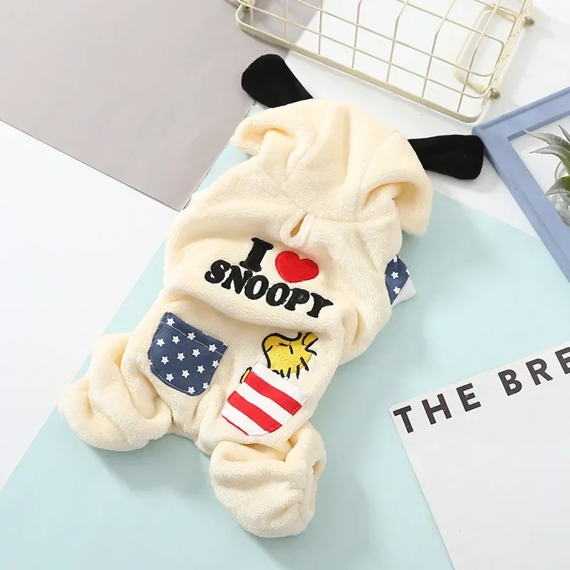 

Snoopy Pet Dog Clothes Autumn and Winter Warm Dog Jacket Ears Four Feet Plush coat