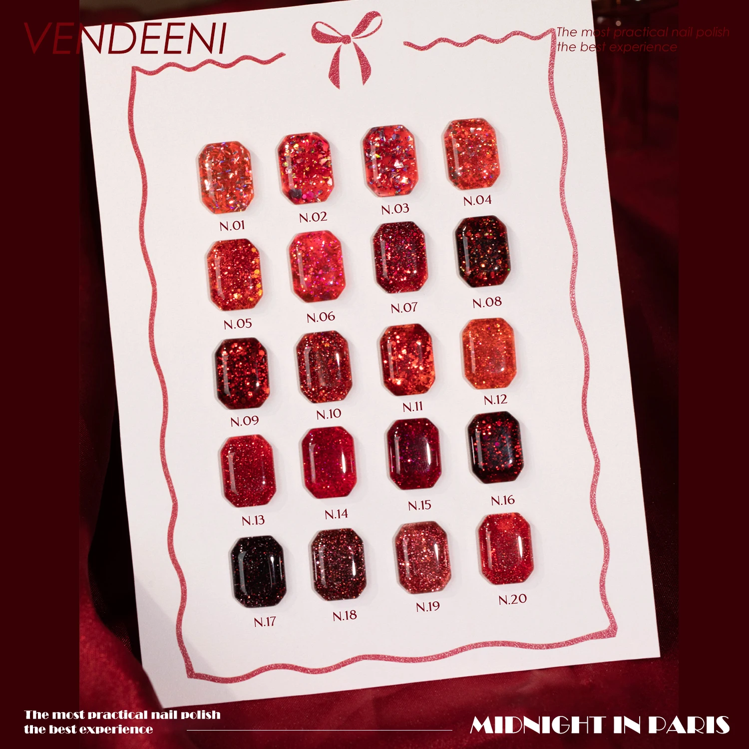 Vendeeni Reflective Glitter Gel Nail Polish Valentine Collection HEMA TPO FREE OEM Super Shiny 20colors Red Flash Gel Polish