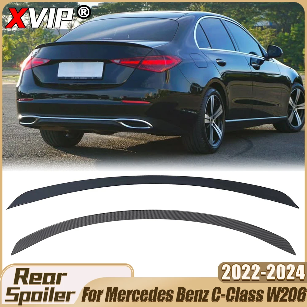 

XVIP Глянцевый черный спойлер на крышку багажника с эффектом карбона для Mercedes-Benz C-Class W206 4-дверный 2022-2024 C260, автомобильные аксессуары