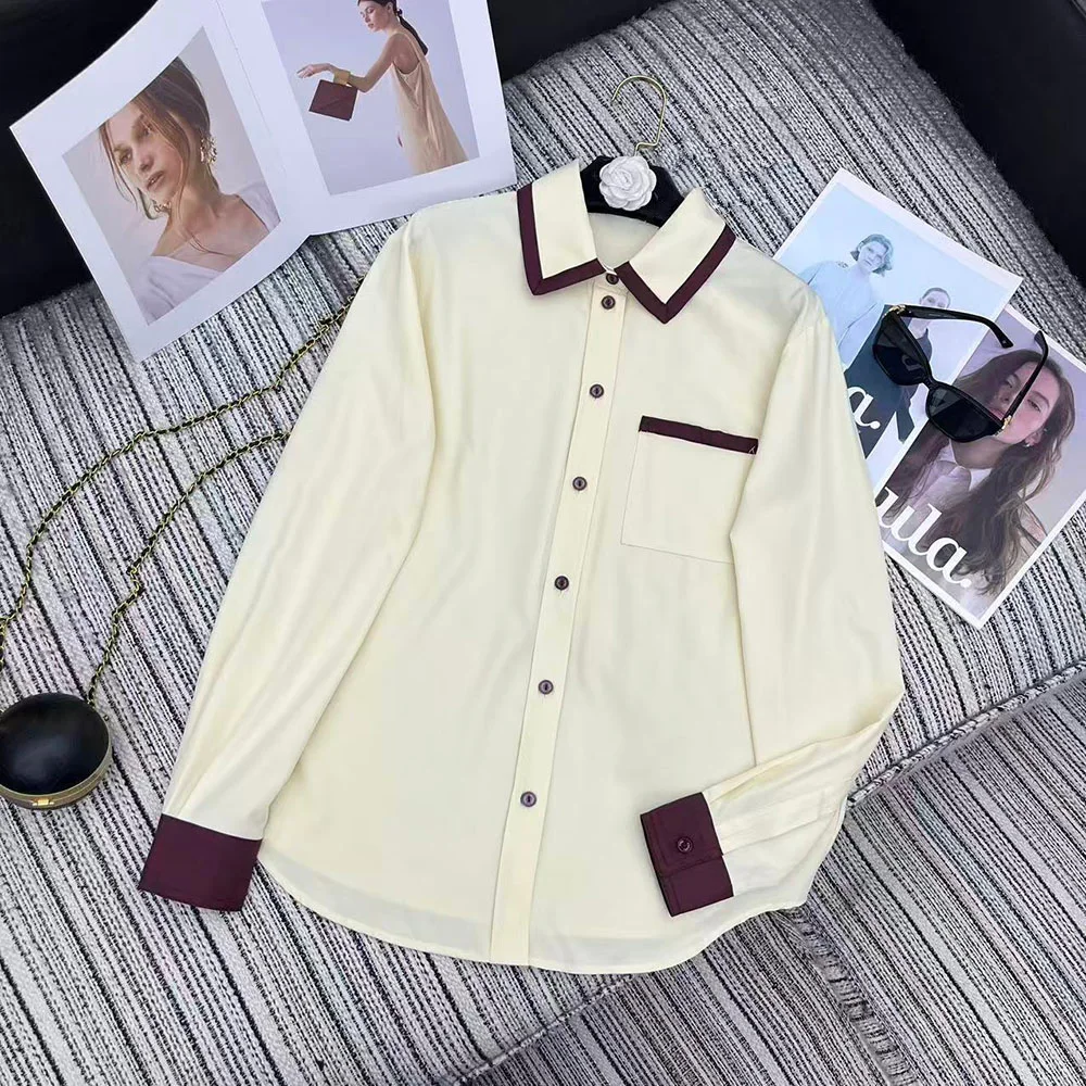 

Loose Long Sleeve Shirts Women Preppy Style Pocket Turn Down Collar Shirt Woman 2026 new xy26326137