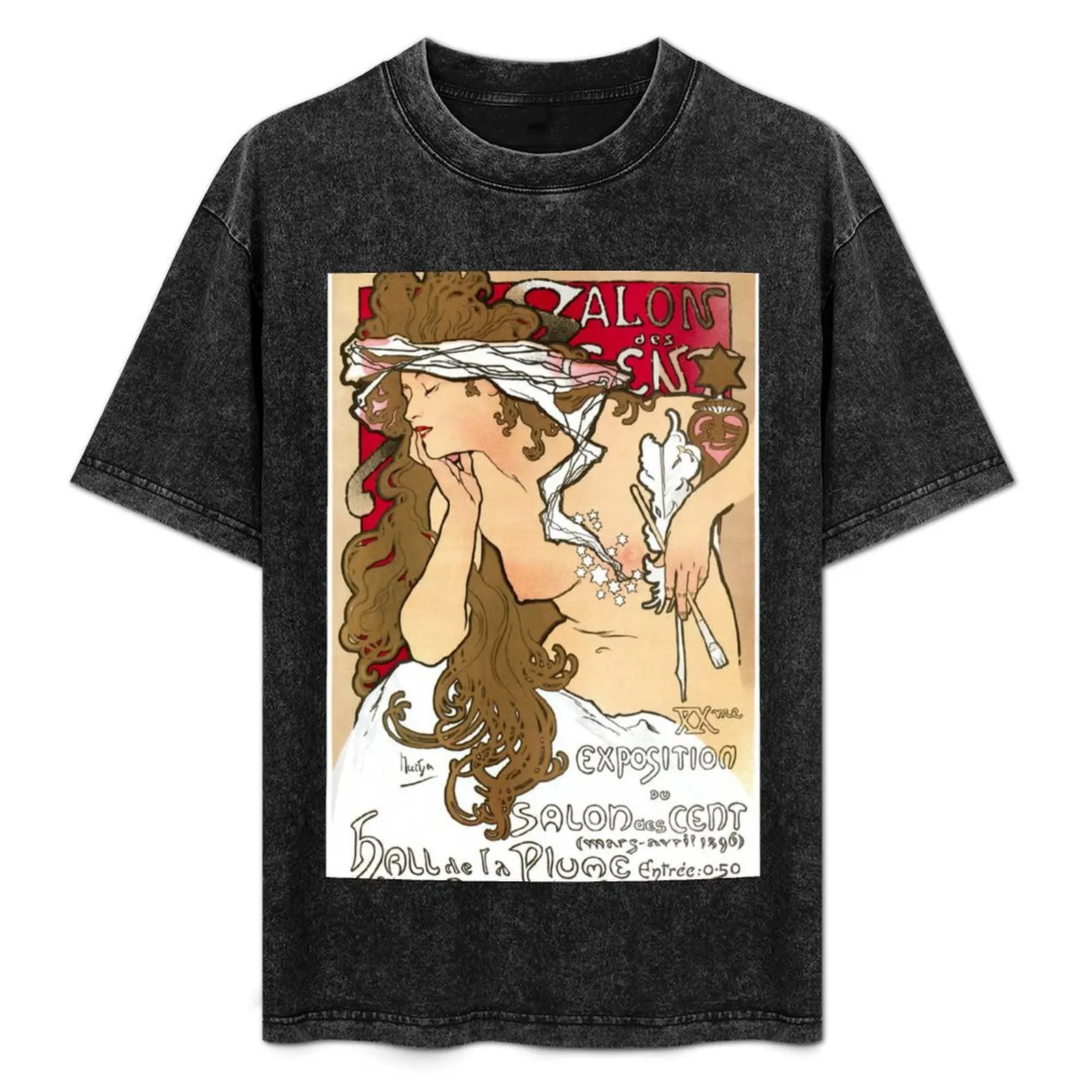 Vintage Alphonse Mucha - Affiche Salon des Cents 1896 Art Nouveau T-Shirt oversized mens graphic t-shirts funny