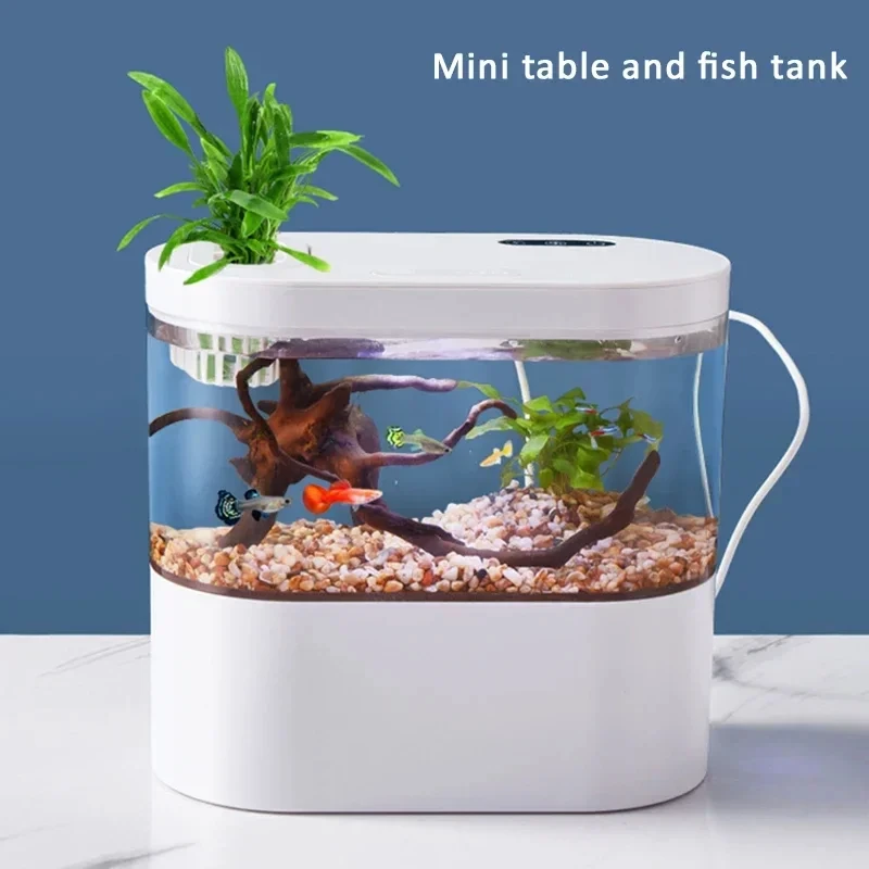 

Creative Mini Desktop Fish Tank Aquarium LED Light Biochemical Filtration System Betta Fish Eco-friendly Home Decor