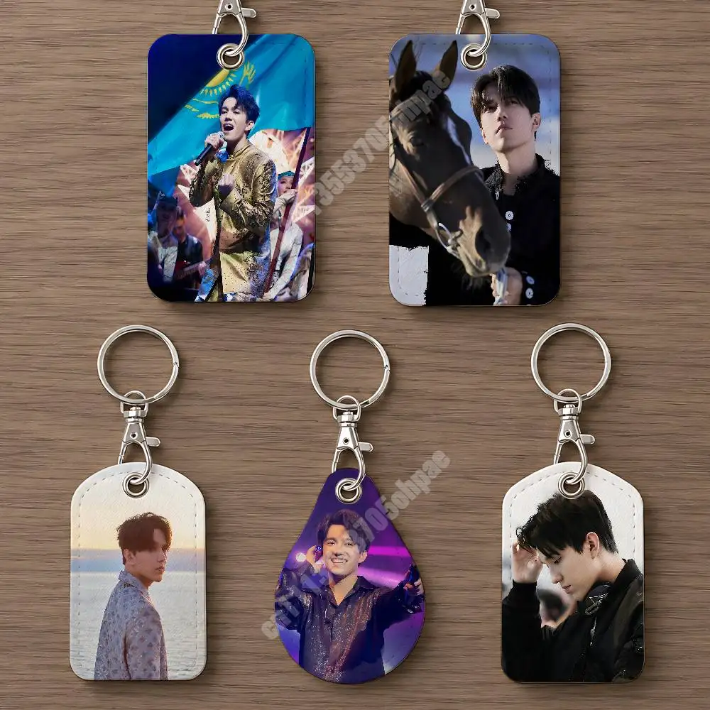 Kazakh Singer D-Dimash K-Kudaibergen Leather Keychain Card Holder for Airtag & ID Cards Business Bag Charm