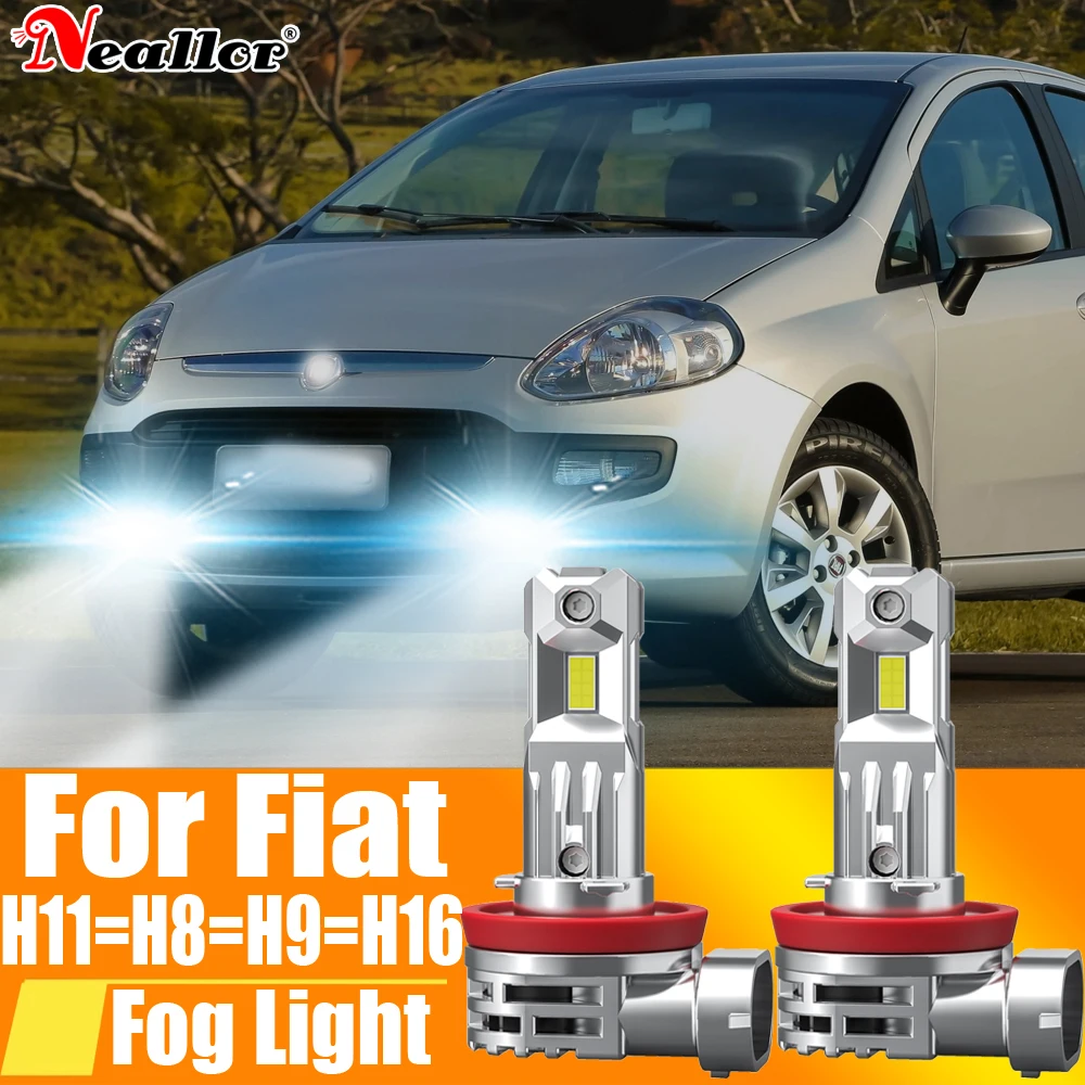 2x H11 H8 Led Fog Lights Headlight Canbus H16 H9 Car Bulb 6000K Diode Driving Running Lamp 12v 55w For Fiat Punto Evo Bravo Tipo